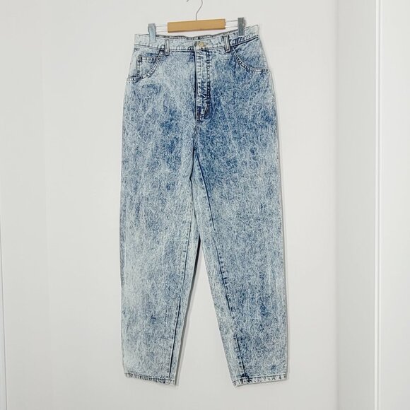 FIORI Blu Vintage Blue Cotton Acid Wash Pockets High Rise Jean Retro Size 34 - Picture 2 of 16